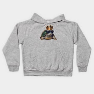 Cool Turtle with Sunglasses and Crown Kids Hoodie
